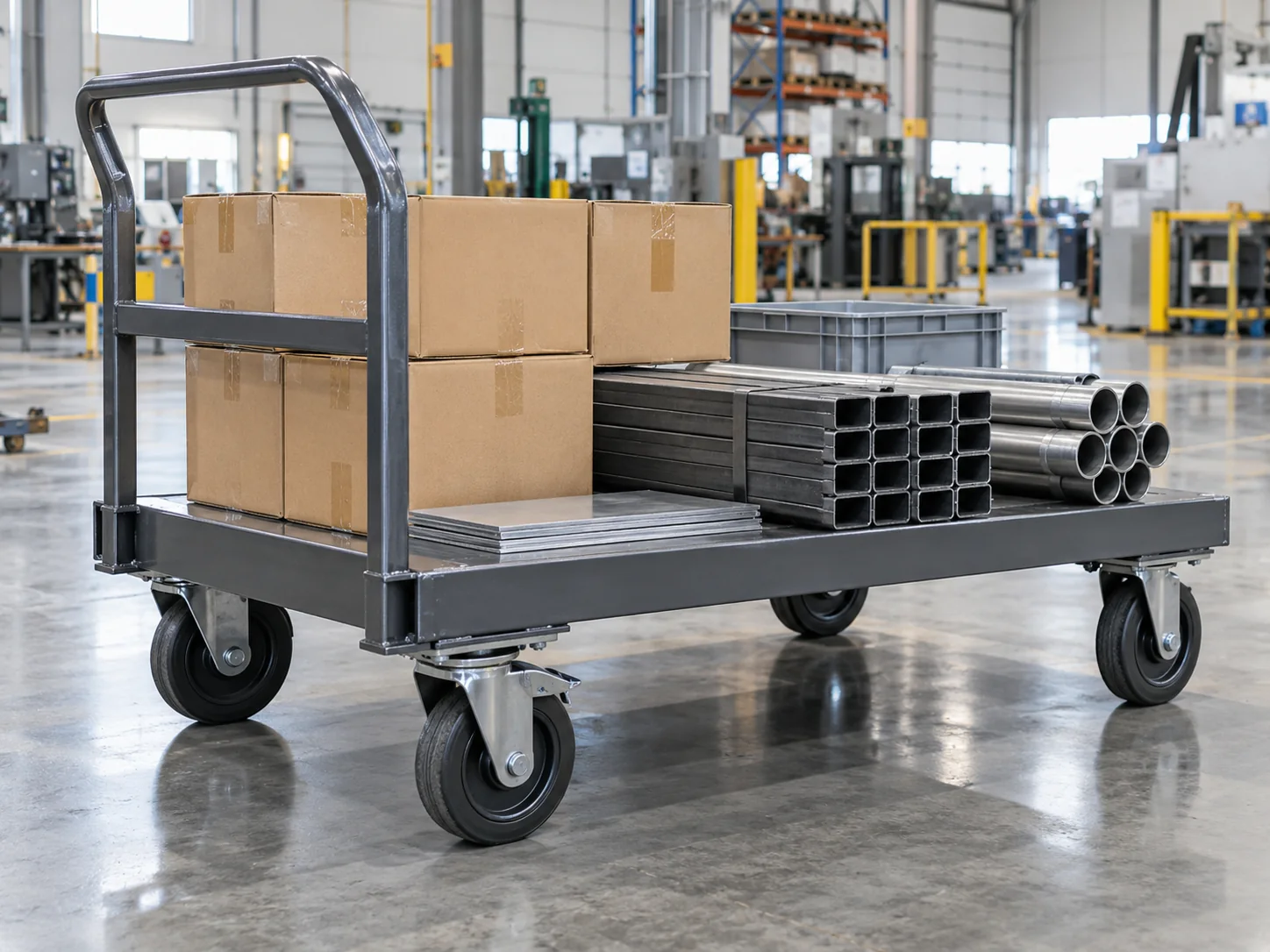Carro industrial de plataforma para transporte de materiales