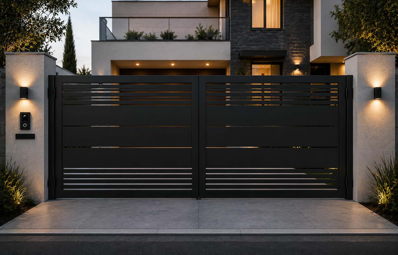 Portón abatible automático residencial